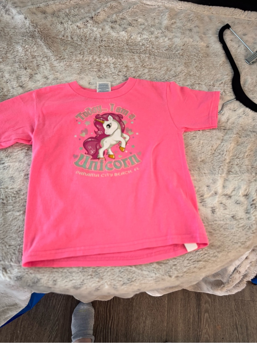 Delta Bright Pink Unicorn Graphic Short Sleeve Tee Today I am a Unicorn!
